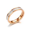 Luxury Rose Gold Color Double Row Square Zircon Rostfritt stål Ring för kvinnor Romantiska Engageme Bröllopsfest smycken Kvinna