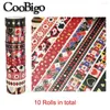 Gift Wrap Poker Washi Tape Set Masking Paper Gold Foil Scrapbooking Sticker Wrapping Stationery DIY Crafts Play Card Patterns 10Rolls