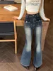 Dames Jeans Alien Kitty Retro Flare Dames Dubbele Zakken Aankomst Herfst Elastisch 2023 Streetwear OL Mujer Chic Losse Denim Broek