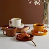Tasses soucoupes nordique tasse en céramique Vintage tasse à café soucoupe réutilisable rétro créatif thé élégant ensemble de lait eau tasse à thé décor à la maison