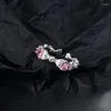 Bagues de cluster 925 Sterling Silver Bow Vert Rose Zircon Femelle Bague De Mariage Réglable Pour Femmes Bijoux De Luxe En Gros Accessoires
