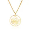 Chains Sipuris In Flower Lotus Necklace For Women Stainless Steel Gold Color Hollow Plating Pendant Jewelry Accessories Gifts