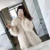 Kvinnors päls 2023 Fashion Imitation Raccoon Hair Sticked Coat Winter Mid Length Thicked B65