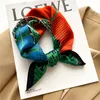 Scarves 100% Natural Silk Scarf Women Design Print Foulard Neck Hairband Female Small Square Spring Kerchief Tie 230407