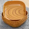 Plates Square Plastic Dinner Plate Tray Set With Storage Holder Of 8 Wood Grain Dish 14CM Air Fryer Toaster Oven Cookware