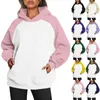 Kadın Hoodies Sıradan Moda Düz Renk Uzun Kollu Kazak Sweatshirts Ceket Çekişleri Gevşek İnce Polar