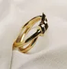 Anillo de diseñador para mujer, nudo de cuerda de lujo con diamantes, anillos de moda para mujer, joyería clásica de oro de 18 quilates