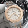 Ap Swiss Luxe Polshorloges Royal Oak Series 15400sr Roségoud Kamer Heren Witte Plaat Kalender Mode Vrije tijd Sport Terug Transparant Automatisch Mechanisch Wr MISV