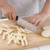 Patates Frand Fry Cutter Paslanmaz Çelik Tutulmuş Bıçak Dilim Sebze Meyveleri Dilim Dalga Kıçı Kıyıcı Mutfak Araçları