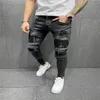 Heren jeans plus-size broek met gaten in print patch casual modetrend stretch strak strakke skinny been midrise jeansmen's