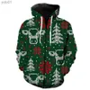 Moletons masculinos com capuz estilo natal com zíper moda com capuz jaquetas hip hop adolescentes unissex legal 3d impresso primavera moletom streetwearl231107