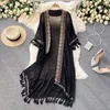 Women's Blouses Vintage Embroidery SunProtection Shirts Women Summer Autumn Black White Casual Loose Streetwear Chiffon Long Sun Cardiga