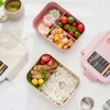 Bento Boxes Bambu Fiber Mesh Lunch Box Mikrovågseglad Bento Box Children's and Adult Food Container Fashionabla Rectangular Mesh 230407