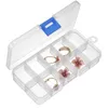 Pochettes à bijoux, boîte de rangement transparente Portable 10 grilles, organisateur en plastique Transparent avec couvercle pour boucles d'oreilles, pièces de clous à vis