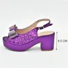 Sukienka Buty Sprzedawanie imprezy Wesele 2023 Purple Kolor Kobiety i torby zestaw z błyszczącymi retro stopową mozaiką akcesoria