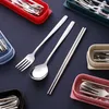 Servis uppsättningar Ultimate rostfritt stål Portable Cotestar Set: The Perfect Fork Spoon Chopsticks Set for On-The Go Dining Experience