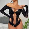 Costume Sexy Transparent Femme Exotique Une Pièce Basique Dos Nu Drôle Sous-Vêtements Strass Robe Solide Dentelle Sexy Près du Corps Pamas