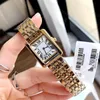 Andra klockor Fashion Women Watches Quartz Movement Silver Gold Dress Watch Lady Square Tank rostfritt stål Fall Original CLASP Analog Casual Wristwat J230407