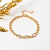 リンクブレスレットクリスタルステンレス鋼の女性用のゴールドバングルヒップホップチェーン18 Kメッキパンクファッション防水宝石