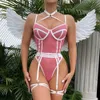 Biancheria intima sexy per il corpo delle donne Body in pizzo con apertura sul cavallo Teddy pigiami Halter Babydoll Lingerie erotica Costumi porno