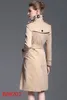 Classlc England Style Women Middle Trench Coat Trench Coat عالية الجودة تصميم العلامة التجارية مزدوجة الصدر حجم خندق الأزياء S-XXL