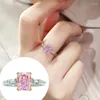 Klusterringar Fashion Women Crystal Ring Square Zircon Engagement for Princess Jewelry Wedding Accessories Anniversary Gift