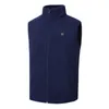 Men's Vests Stand Collar Long Sleeve Sleeveless Adjustment 5Heating Zones Heated Vest Men USB Rechargeable Polars Fleece Thermal Jacket Coat