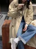 Trench feminina casacos mulheres elegantes Khaki Logo Casual Senhoras Elegantes Bedia Doubada Longo Vento Sashes 2023 Outono Outwear U811