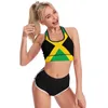 Yoga Kıyafet Vatansever Jamaika Bayrak Kadın U Neck Sport Sütyen Yeşil Sarı Nefes Alma Toplantı Yarış Breakback Mahsul Bras Egzersiz Yaz Top