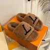 Designer Fuzzy Slippers Womens Luxury fur Slides Winter Warm letters Brand Woman Loafers Shoes Flat Slider Mule Wool Fluffy Slipper Pink White Furry Sandals