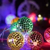 Luzes de corda led alimentadas por bateria espelho bola lâmpada de reflexão de palco para casamento ano novo natal dj discoteca decoração de festa em casa