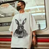 Mężczyźni S t T koszule Zazomde Hip Hop Vintage T Shirt Cool Rabbit Print T Shirts Oversized Streetwear Retro Letnie bawełniane bawełniane bawełny TEE 230407