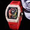 Luxury Richarmilles Titta på personlighet Luxury Sky Mechanical Cutout Dragon Star Tiger Fashion Diamond Full Atmosphere Tape Tide