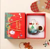 Partihandel jul keramiska koppar med högt utseende, julmuggar, jultomten vattenkoppar, handgåvor, koppar, gåvor och hemleverans