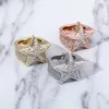 Vijfsterrenring Micro Pave ingelegde zirkoon goud zilveren rosé goud kleur ijskristallen kubieke zirkoon sieraden voor cadeaubring