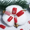 거짓 손톱 눈 눈송이 가짜 손톱 분리 가능한 풀 커버 웨어러블 매니큐어 스트라이프 크리스마스