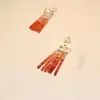 Dangle Earrings Natural Red Agate Women's Original Design Retro Style Tassel 925 Sterling Silver Jewelry Bamboo Shape Beads Ear Wire