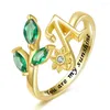 Cluster Ringe 925 Sterling Silber 18 Karat Gold Sonnenblume Blume mit Blatt Alphabet Ein Ring Du bist mein Sonnenschein Schmuck Geburtstagsgeschenke für Frauen