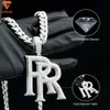 Anpassade smycken Sterling Sier Pass The Diamond Tester VVS Moissanite Iced Out RR Letter Pendant