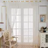 Cortina janela chiffon tule sheer voile cortinas branco varanda transparente para sala de estar quarto 70wx180h (cm) fio ondulado bege