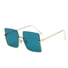 Sunglasses Transparent Tea Women Fashion Square Shades For Oversized Rimless Sun Glasses Men Unisex UV400SunglassesSunglasses