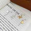 Saplama Küpe 925 Gümüş Asimetri Balon Köpek Püskül Yuvarlak Kartı 18K Altın Küpe Tokası Kadınlar Vintage Mücevherat