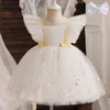 Robes de fille rose élégante fille princesse robes pour enfants événements bal Costume anniversaire fête de mariage Tulle Tutu Bow fille robe 1-5T 230406