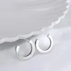 Hoop Earrings Genuine Real Jewels E1168 Sterling Silver S925 Smooth Face C Type Female Personality Light Ins Cold Wind Earstuds