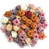 الزهور الزخرفية 10pcs وردة الاصطناعية 5.5 سم زهرة مزيفة لعيد الميلاد ديكور الزفاف ديكور المنزل إكسسوارات إكليل