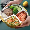 Geschirr-Sets Tragbare Edelstahl-Lunchbox für Kinder im Freien Bento japanische Snack-Frühstücksboxen Metallbehälter-Aufbewahrung