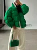 Doman's Down Parkas Winter Tacets for Women 2023 gruba ciepła luźna moda na pikowana kurtka Kobieta Zielona workalna płaszcz z workowatego puffer J231107