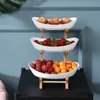 Geschirr Teller 23 Etagen Obst aus Kunststoff mit Holzhalter Ovale Servierschalen für Party Food Server Display Stand Candy Dish Regale 230406