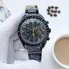 Relógio de luxo para homens, relógio vk de aço inoxidável, mostrador multicolorido, 44mm, cronógrafo preto, relógios clássicos da moda