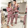 Familjsmatchande kläder Julpyjamas Set Sleepwear Nightwear Long Sleewel Red Striped Year Cloths Set Mamma Dad Kid 2 Pieces 231107